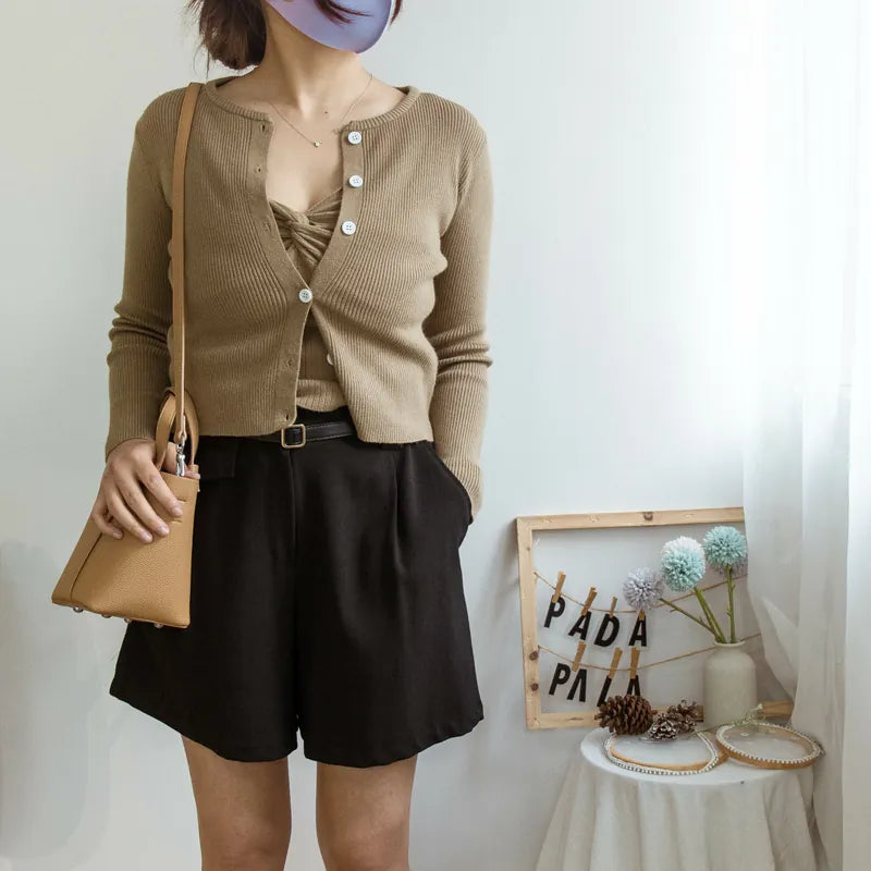 Camisole ribbed twisted vest jacket (four colors)