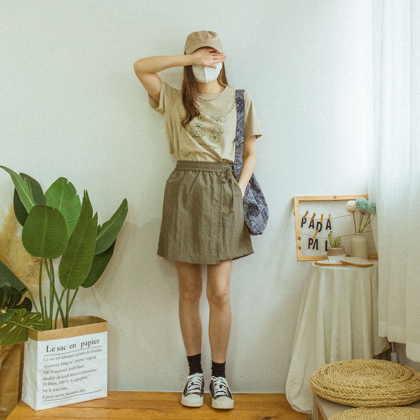 圓領四隻狗狗撞色TEE (兩色)