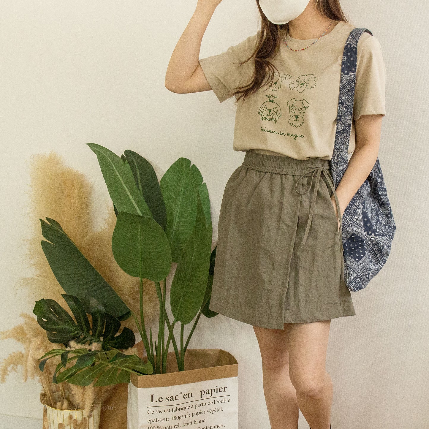 圓領四隻狗狗撞色TEE (兩色)
