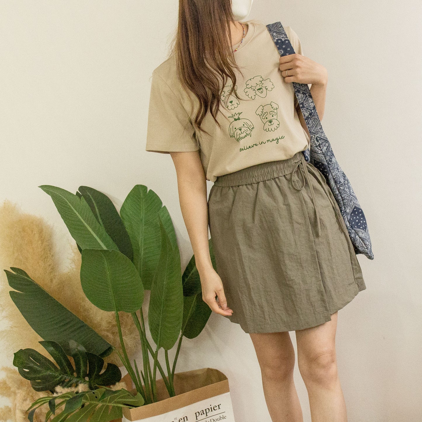圓領四隻狗狗撞色TEE (兩色)