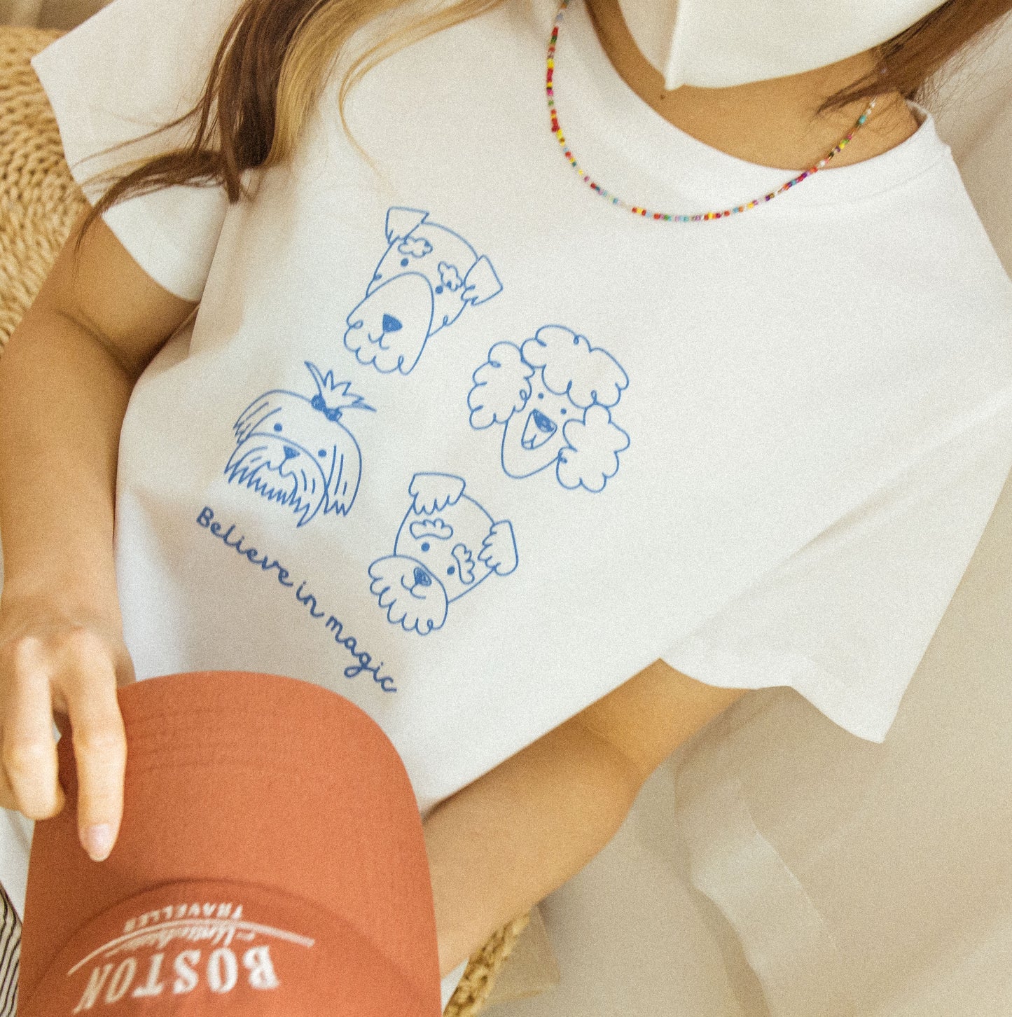 圓領四隻狗狗撞色TEE (兩色)