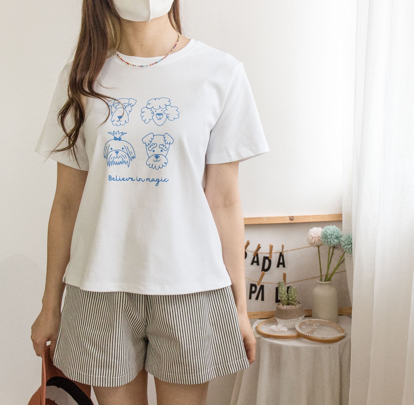 圓領四隻狗狗撞色TEE (兩色)