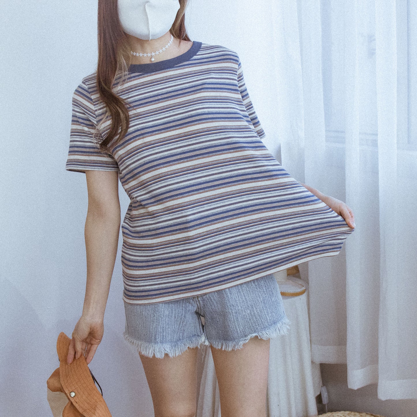 圓領撞色橫間TEE