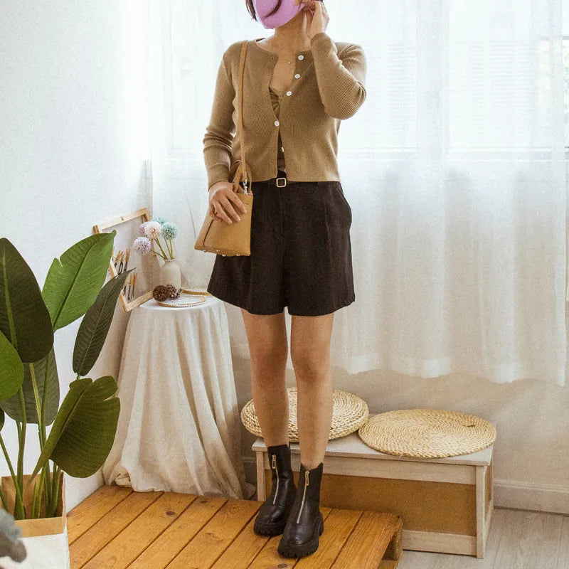 Camisole ribbed twisted vest jacket (four colors)