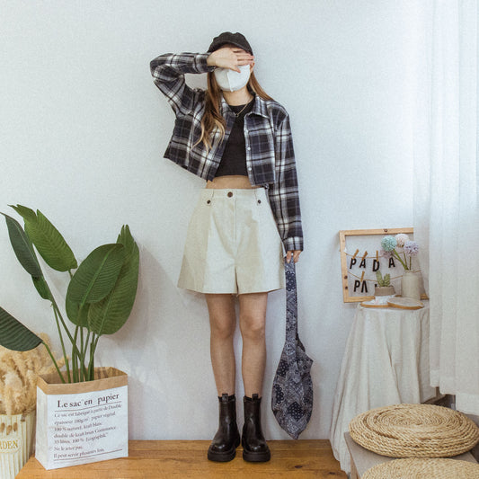 'Merci' small embroidered horizontal shorts (two colors) [KR]