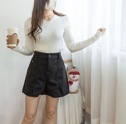 'Merci' small embroidered horizontal shorts (two colors) [KR]