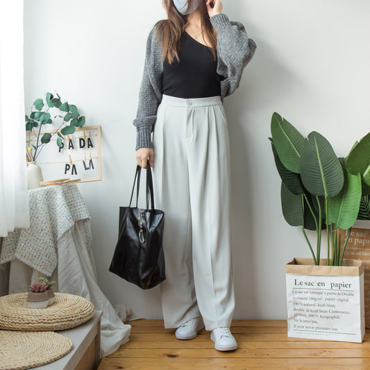 Single-button straight-leg trousers (four colors)