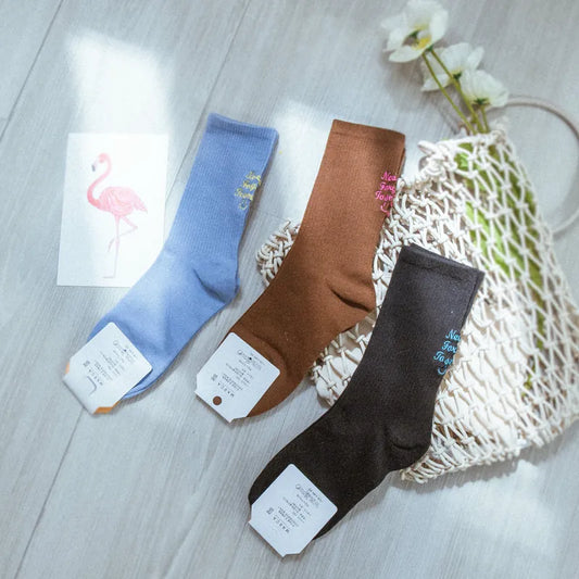 【Korea】Solid color back embroidered stockings (three colors) (not applicable to 3 pairs of 25% discount)