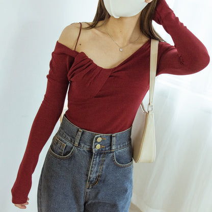 Sling shoulder twist top (three colors)