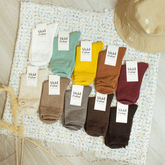 【Korea】Solid Color Straight Socks (Ten Colors)