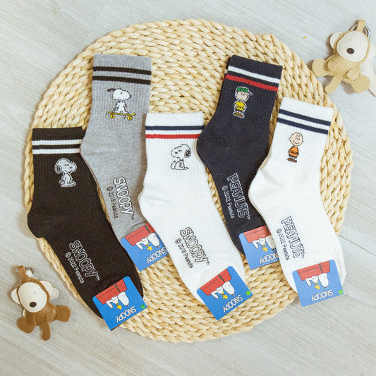 【Korea】Snoopy&amp;Brown Contrast Color Stockings (Five Colors)