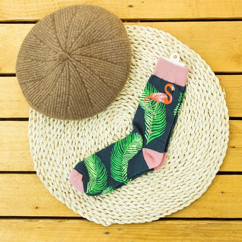 [Korea] Colorful leaf stockings (two colors)