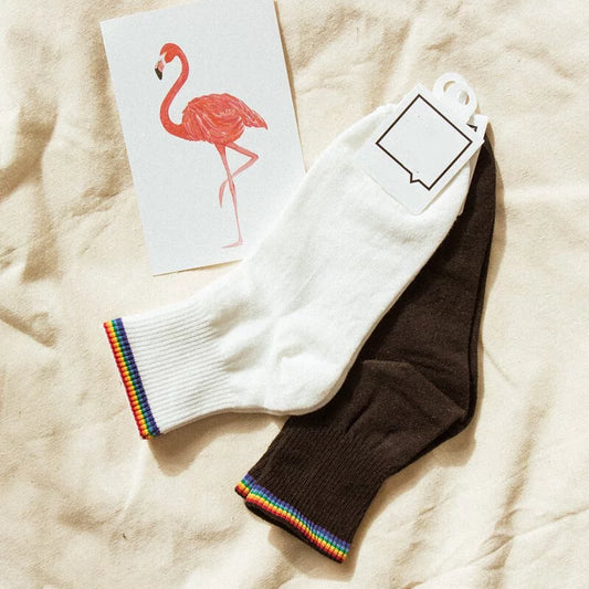 【Korea】Rainbow side socks (two colors)