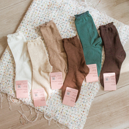 [Direct delivery from Korea] Solid color grained edge stockings (six colors)