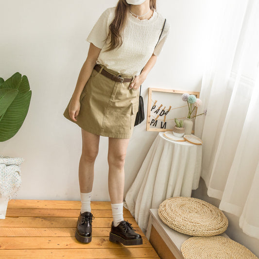 Solid color ruffled top with fungus edges (two colors)