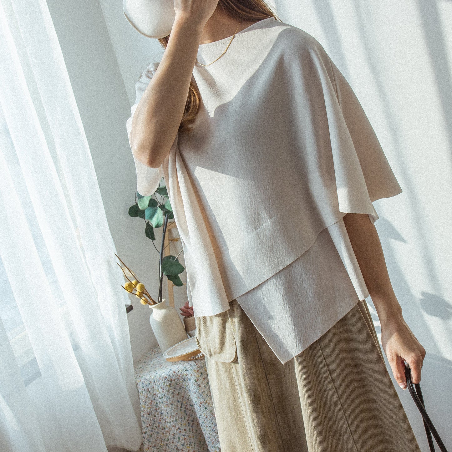 Solid color loose irregular top (two colors) [KR]