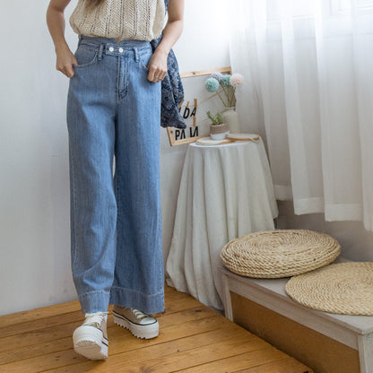 Two-button raw edge jeans [KR]