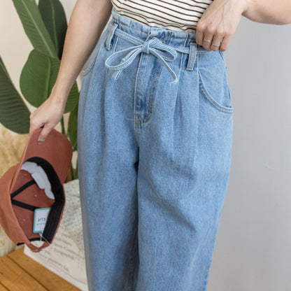 Drawstring denim harem trousers [KR]