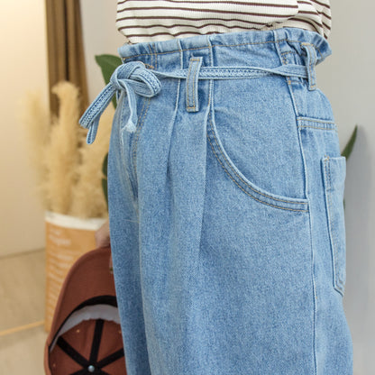 Drawstring denim harem trousers [KR]