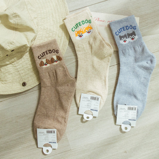 [Direct delivery from Korea] 'Cute Dog' pair of dog socks (three colors)