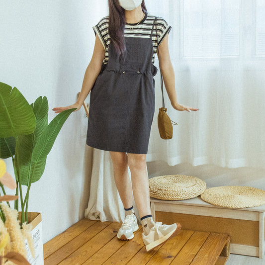 Hengjian Sleeveless Worker's Skirt Two-piece Set with Suspenders