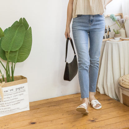 Simple cropped fringed jeans[KR]