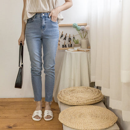 Simple cropped fringed jeans[KR]