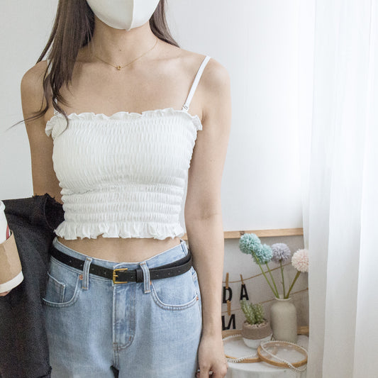 Strap Ruffle Flat Collar Bra Top (Two Colors)