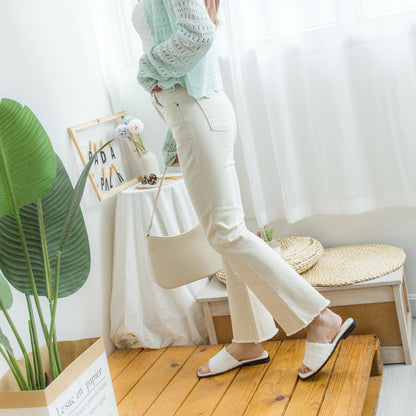 Small flared raw edge cotton trousers [KR] 