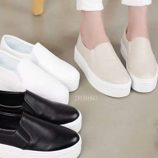 [Direct delivery from Korea] Solid color imitation leather casual shoes (three colors) (pre-order)