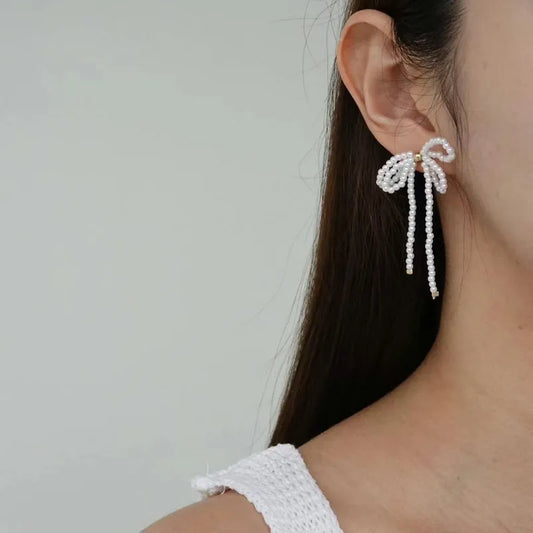 [Direct delivery from Korea] Pearl bow earrings