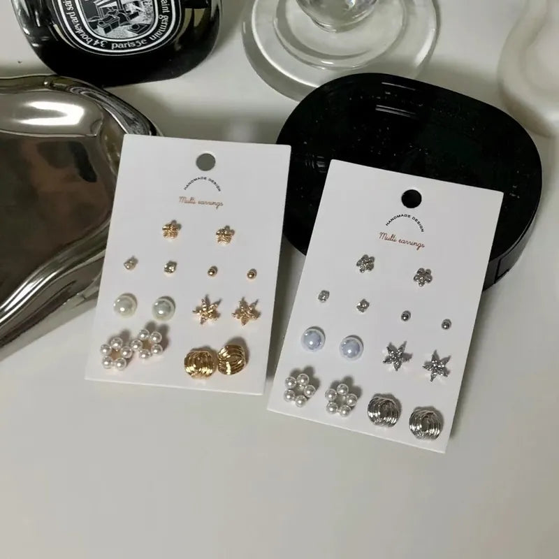 [Direct delivery from Korea] Seven pairs of pearl earrings SET (two colors)