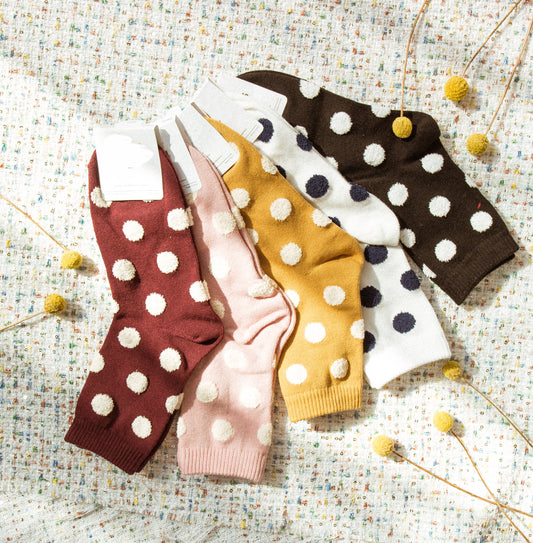 【Korea】Furry polka dot stockings (five colors) thick style