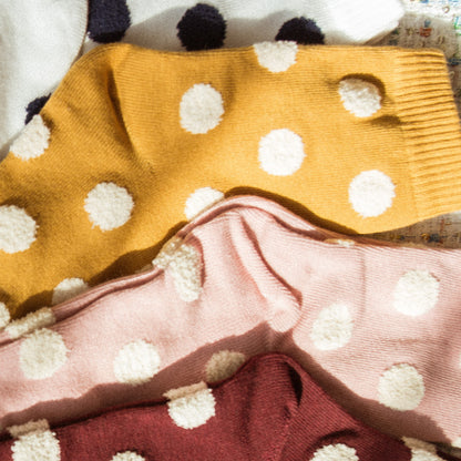 【Korea】Furry polka dot stockings (five colors) thick style