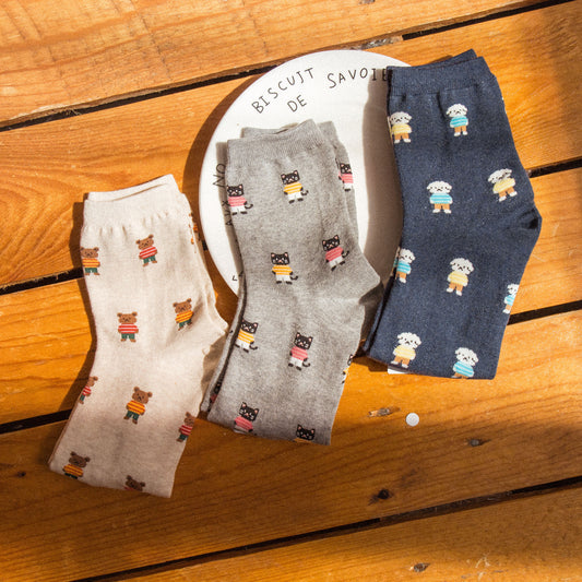 [Direct delivery from Korea] Contrast color three heart socks (four colors)