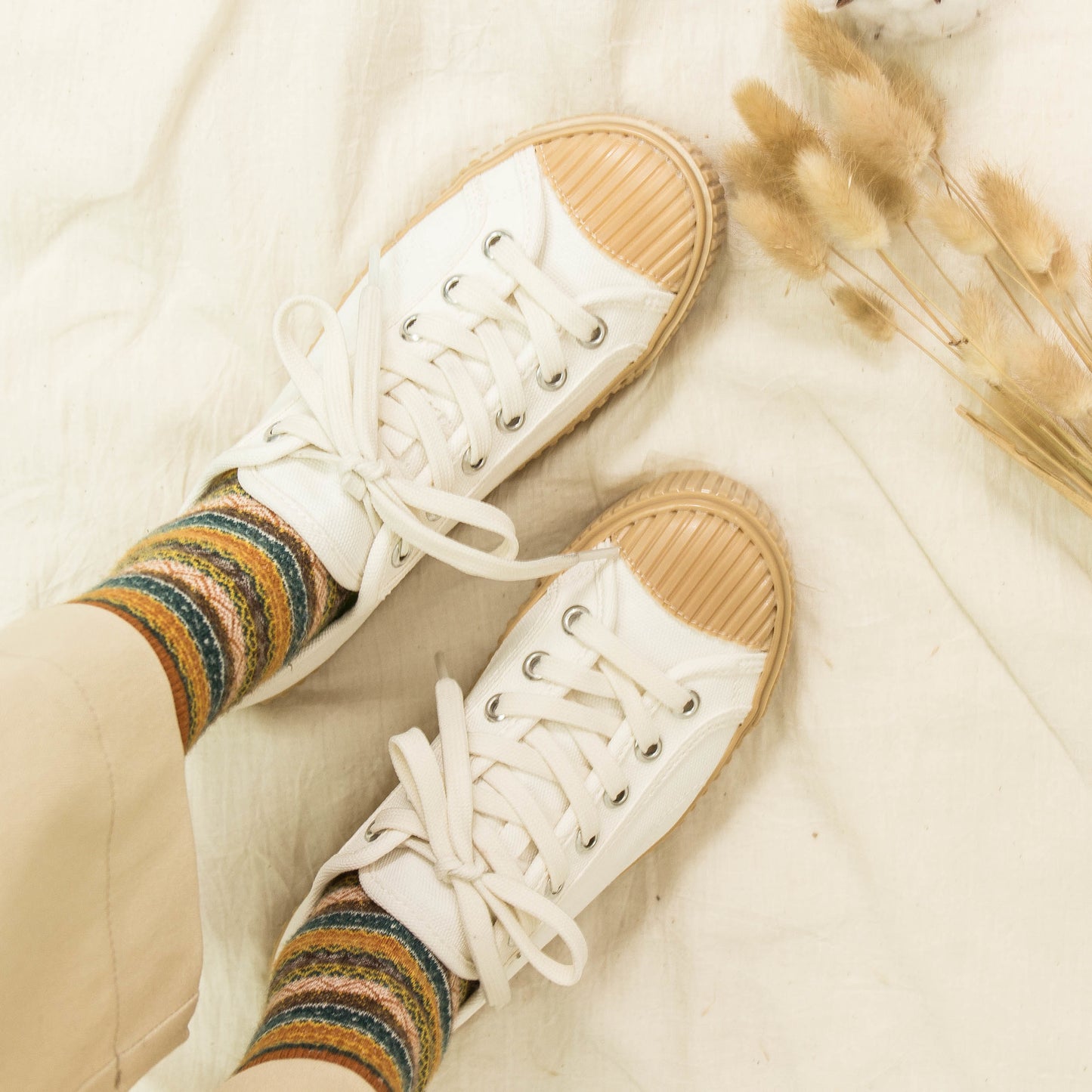 [Direct delivery from Korea] Topstitched Cookie Cloth Shoes (Four Colors) (Pre-order)